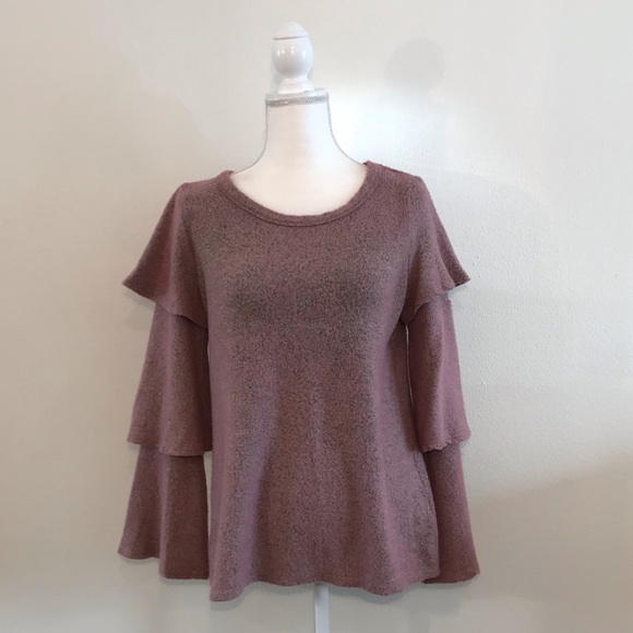 Promesa Sweaters - Promesa Sweater Ruffle Bell Sleeve Pink Sz Medium